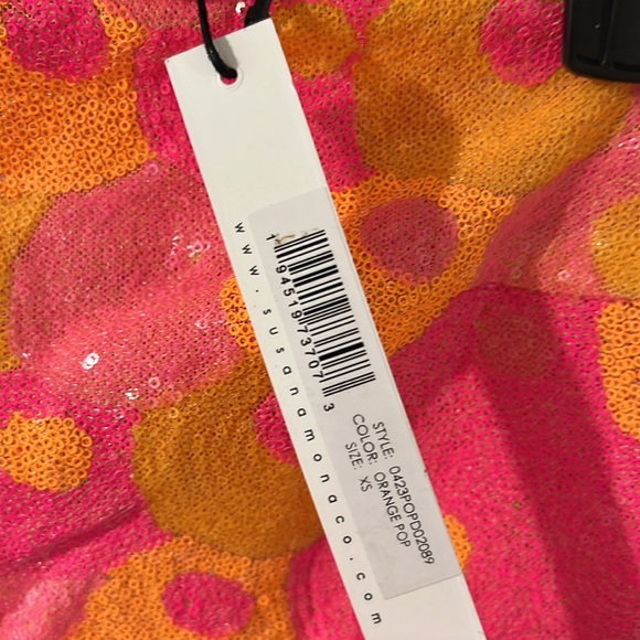 Susana Monaco Sequin Flare Dress in Orange Pop - Picture 5 of 7